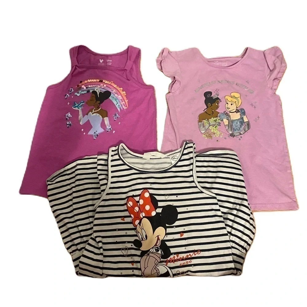 Disney Tiana Princess Shirt Dress Bundle Sz 5 Kids Girls Minnie Mouse Sequin